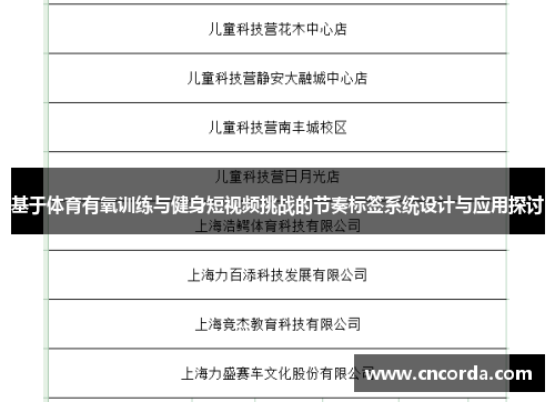 基于体育有氧训练与健身短视频挑战的节奏标签系统设计与应用探讨